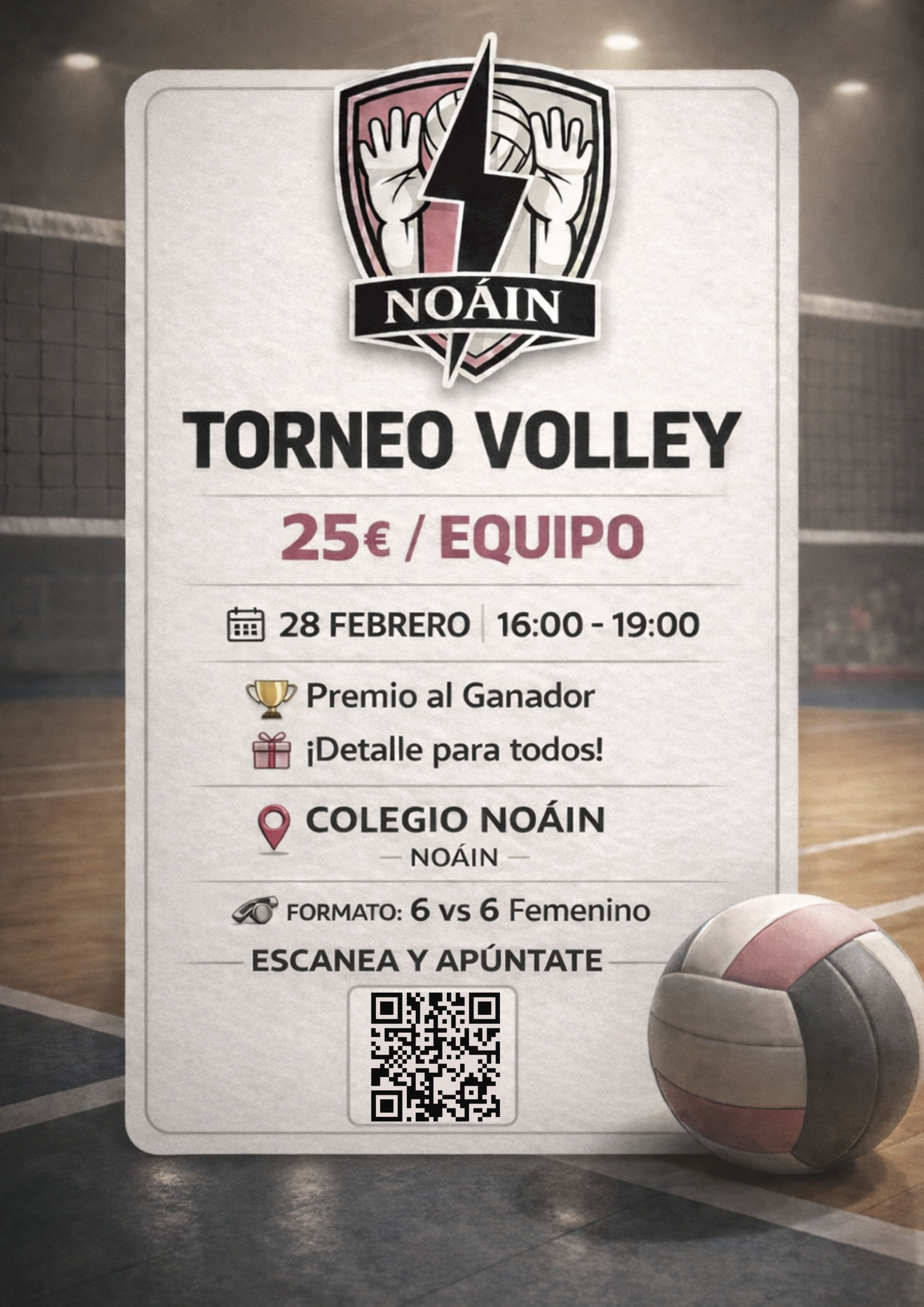 El Club Voleibol No&aacute;in organiza un Torneo Femenino para el 28 de febrero